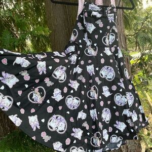 Hell Bunny Kittens & Hearts “Amelia” Pin-Up Halter Dress Hot Topic Pastel Goth